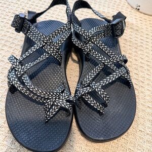 Chaco Black and White Rope-Strap Outdoor Sandals